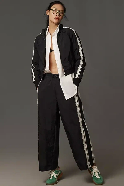 Daily Practice By Anthropologie Daily Practice Lace Side-stripe Track Pants In Black
