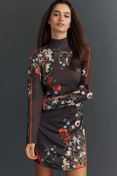 Daily Practice By Anthropologie Daily Practice Long-sleeve Piped Mini Dress In Black