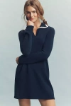 Daily Practice By Anthropologie Daily Practice Long-sleeve Polo Knit Mini Dress In Blue