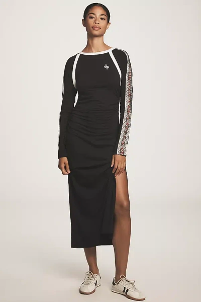 Daily Practice By Anthropologie Daily Practice Long-sleeve Ruched Midi Dress In Black