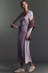 Daily Practice By Anthropologie Daily Practice Long-sleeve Side-slit Column Midi Dress In Purple