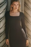 Daily Practice By Anthropologie Daily Practice Long-sleeve Square-neck Midi Dress In Black