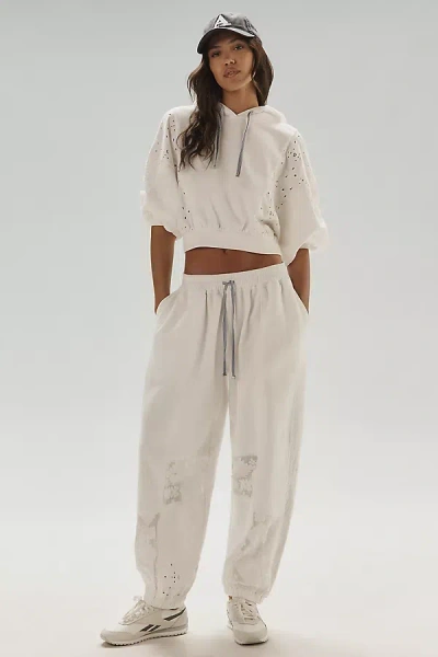 Daily Practice By Anthropologie Daily Practice Rhythmic Lace Mesh Sweatpants In White