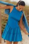 Daily Practice By Anthropologie Daily Practice Rib Tank Drop-waist Twofer Mini Dress In Blue