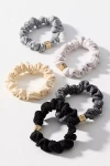 Daily Practice By Anthropologie Daily Practice Ribbed Hair Ties, Set Of 5 In Black