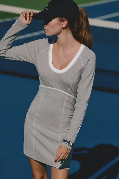 Daily Practice By Anthropologie Daily Practice Scoop-neck Long-sleeve Mini Dress In Gray