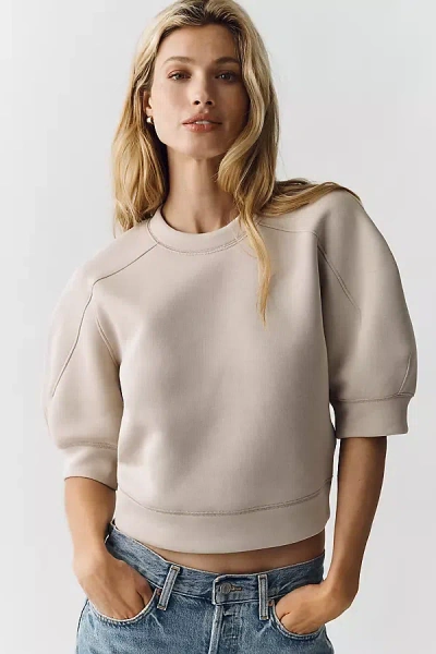 Daily Practice By Anthropologie Daily Practice Short-sleeve Bubble Sweatshirt In Neutral