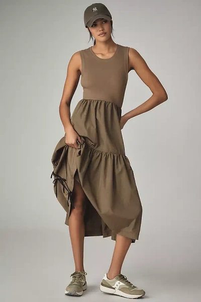Daily Practice By Anthropologie Daily Practice Sky High Tiered Midi Dress In Green