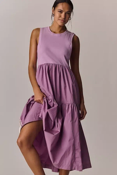 Daily Practice By Anthropologie Daily Practice Sky High Tiered Midi Dress In Purple