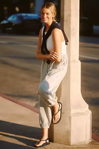 Daily Practice By Anthropologie Daily Practice Sleeveless Bow-trimmed Jumpsuit In Grey