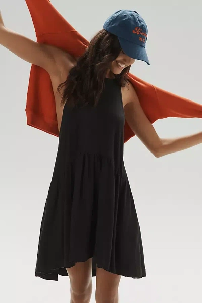 Daily Practice By Anthropologie Daily Practice Sleeveless Flounce Drop-waist Mini Dress In Black
