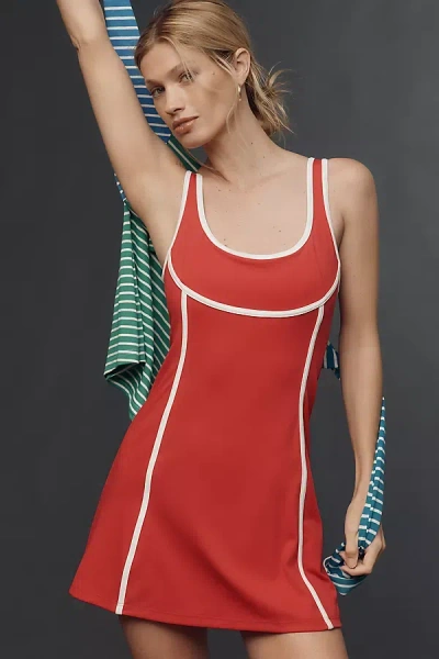 Daily Practice By Anthropologie Daily Practice Sleeveless Piped Mini Dress In Red