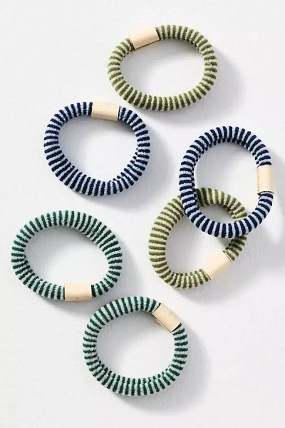 Daily Practice By Anthropologie Daily Practice Sporty Stripe Hair Ties, Set Of 6 In Blue