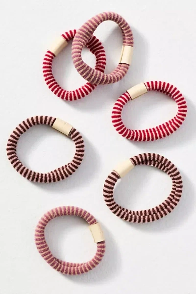Daily Practice By Anthropologie Daily Practice Sporty Stripe Hair Ties, Set Of 6 In Pink