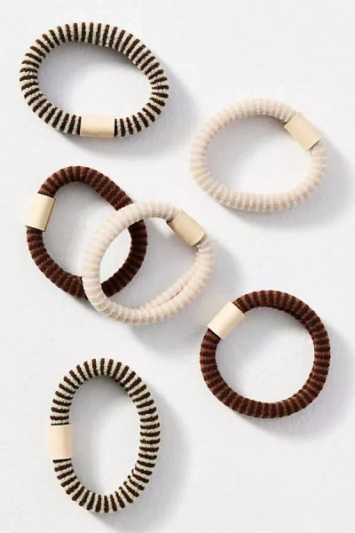 Daily Practice By Anthropologie Daily Practice Sporty Stripe Hair Ties, Set Of 6 In Sand