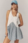 Daily Practice By Anthropologie Daily Practice Spring Fling Racerback Babydoll Mini Dress In Blue