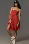 Daily Practice By Anthropologie Daily Practice Strapless Side Bow Midi Dress In Pink