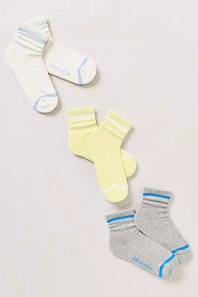 Daily Practice By Anthropologie Daily Practice Stripe Crew Socks, Set Of 3 In Multi
