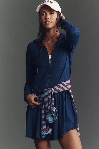 Daily Practice By Anthropologie Daily Practice Taylor Long-sleeve Zip-front Mini Dress In Blue