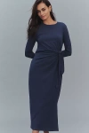 Daily Practice By Anthropologie Daily Practice Tie Breaker Long-sleeve Midi Dress In Blue