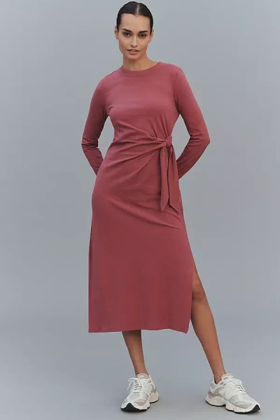 Daily Practice By Anthropologie Daily Practice Tie Breaker Long-sleeve Midi Dress In Pink