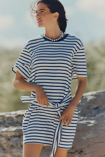 Daily Practice By Anthropologie Daily Practice Tie-waist Mini T-shirt Dress In Blue