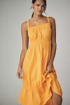 Daily Practice By Anthropologie Daily Practice Tiered High-low Midi Dress In Orange
