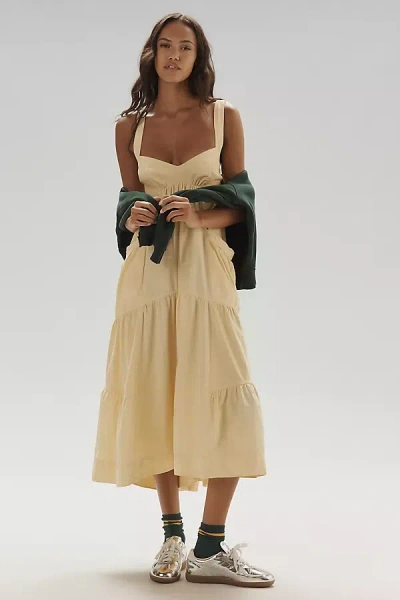 Daily Practice By Anthropologie Daily Practice Top Tier Utility Sweetheart Midi Dress In Yellow