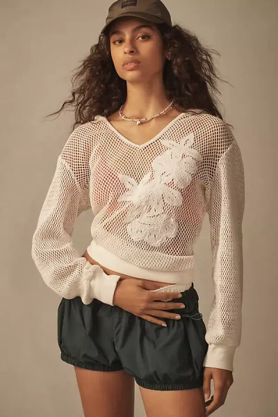 Daily Practice By Anthropologie Embroidered Mesh Hoodie In White