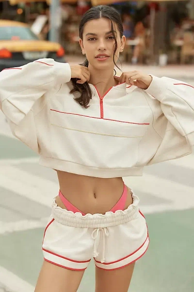 Daily Practice By Anthropologie Piped Cropped Pullover Sweatshirt In Multicolor