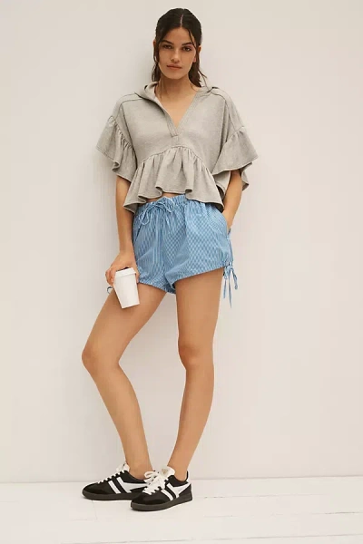 Daily Practice By Anthropologie Short-sleeve Ruffled Top In Grey