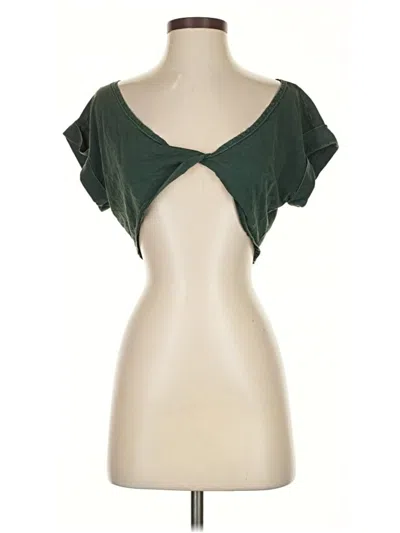 Pre-owned Daily Practice By Anthropologie Short Sleeve Top Green Sweetheart Neckline Tops