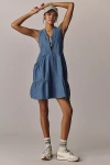 Daily Practice By Anthropologie Trek Utility Mini Dress In Blue