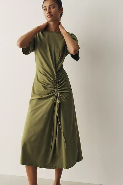 Daily Practice Cotton Ruched T-shirt Dress In Green