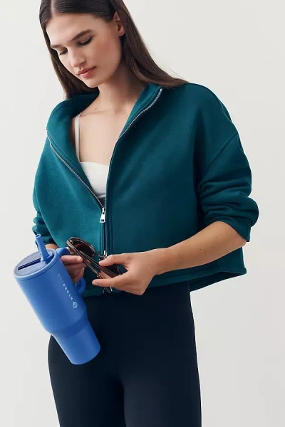 Daily Practice Desert Palm Zip-up Jacket Top In Blue