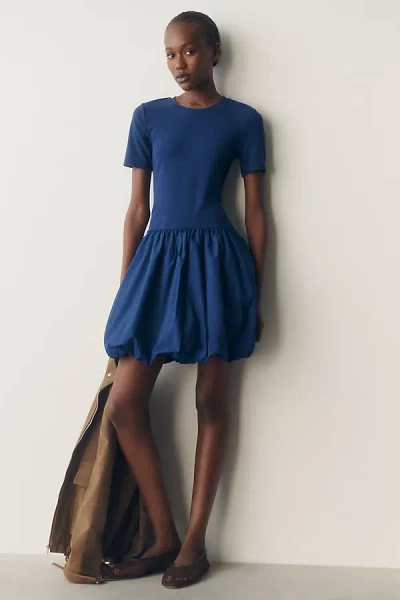 Daily Practice Drop-waist Bubble Mini Dress In Blue