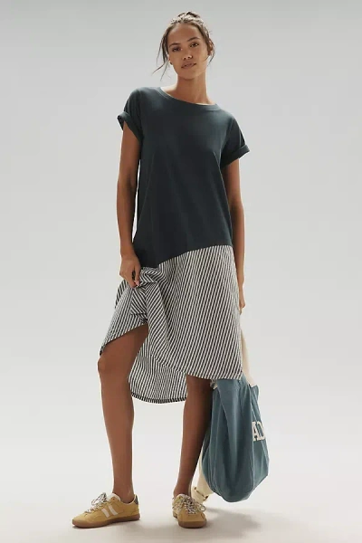Daily Practice Final Lap Short-sleeve Twofer Midi Dress In Blue