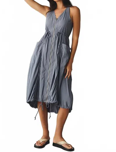 Daily Practice Free Fall Zip-up Sleeveless Dress In Blue In Gray