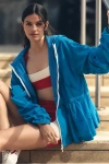 Daily Practice Freestyle Hooded Babydoll Windbreaker Jacket In Blue