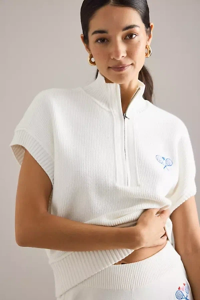 Daily Practice Half-zip Icon-embroidered Sweatshirt In White