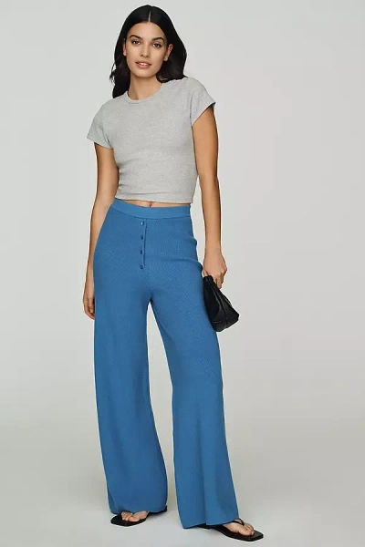 Daily Practice Knit Wide-leg Trousers Pants In Blue