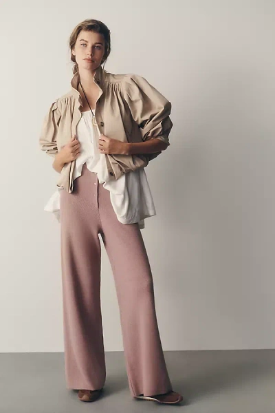 Daily Practice Knit Wide-leg Trousers Pants In Sand