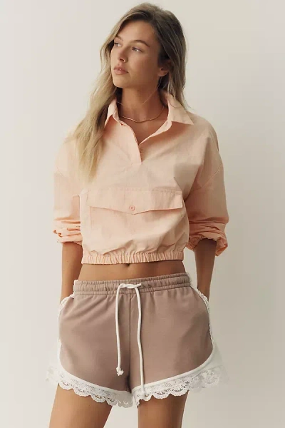 Daily Practice Lace Terry Shorts In Beige
