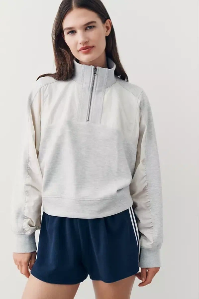 Daily Practice Mixed Media Quarter-zip Jacket Top In Grey