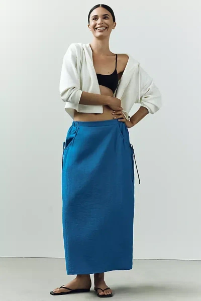 Daily Practice Nylon Midi Skirt In Blue