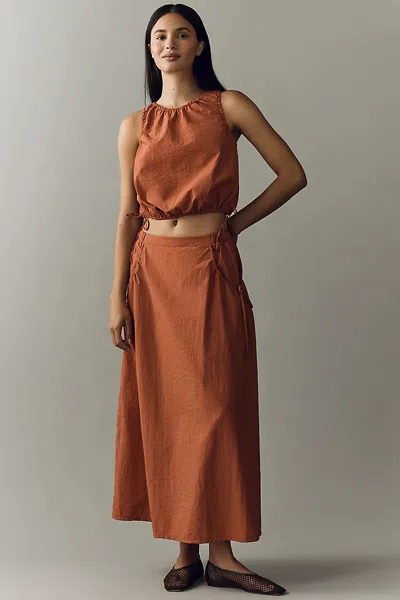 Daily Practice Nylon Midi Skirt In Orange