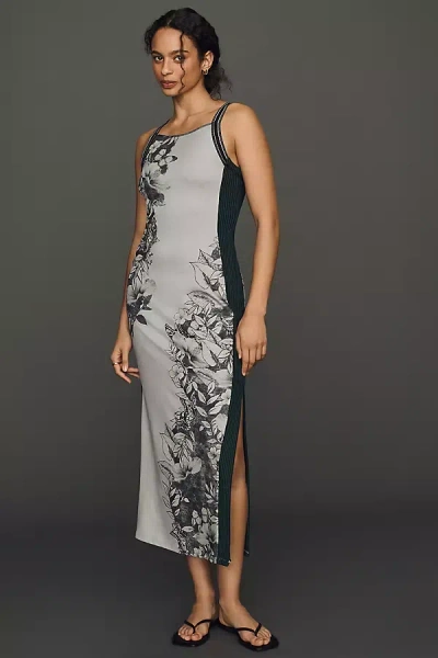 Daily Practice Open Back Column Midi Dress In Gray