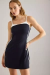 Daily Practice Peekaboo Basque-waist Mini Dress In Black