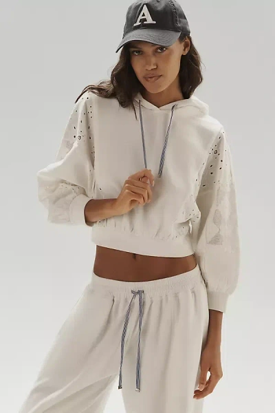 Daily Practice Rhythmic Lace Mesh Hoodie In White