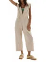 Daily Practice Roller Drawstring Jumpsuit In Cream In White